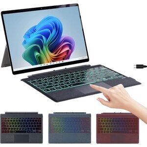 Microfiber Leather Bluetooth Keyboard for Surface Pro 7 Plus 7 6 5 4 3 - Backlit